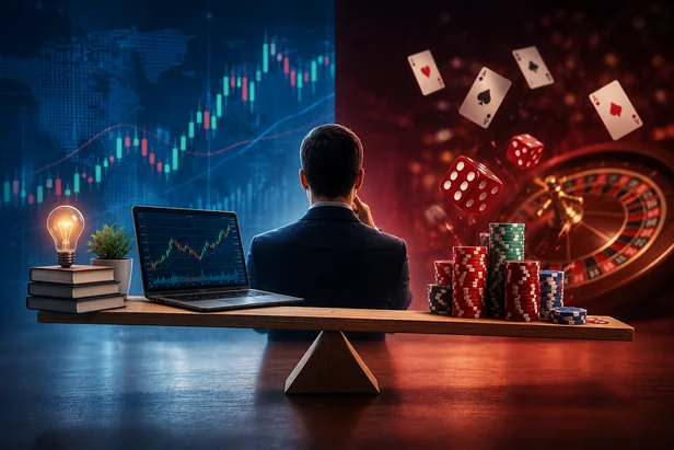 Is forex a skill or gambling – trader analyzing charts and risk