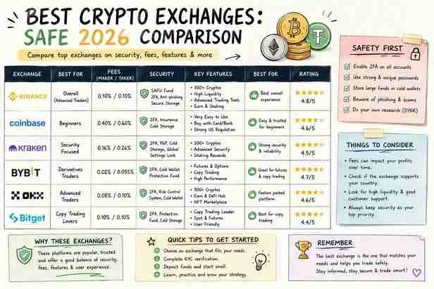 Best crypto exchanges in 2026 compared by fees, security, features, and trading tools